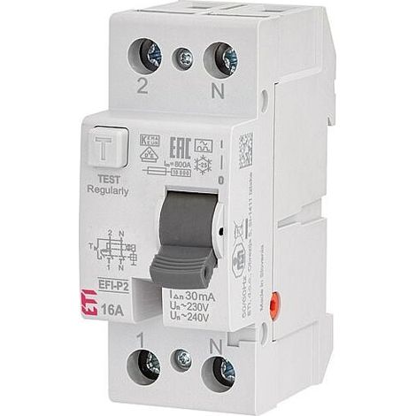Disjoncteur différentiel eti efi-p2 a 16/0.03 2 pôles sensibilité 0.03A