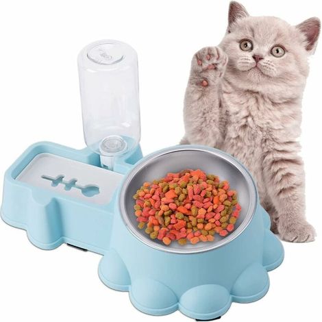 Cuenco Pour Chats - Bac À Eau Automatique En Acier Inoxydable - Inclinaison 15° - Antidébordement - Pour Chats Et Chiots - 1 Pièce