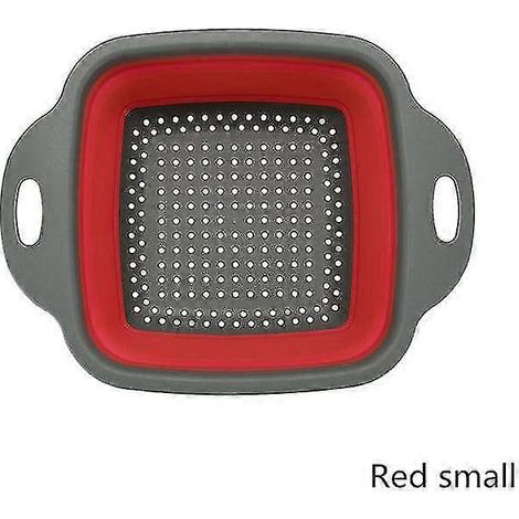 Faltbarer Silikon-Abtropfkorb, Küchenhelfer, Wasserfilter, Obst- und Gemüsekorb, quadratischer Organizer, Aufbewahrung – rot, klein