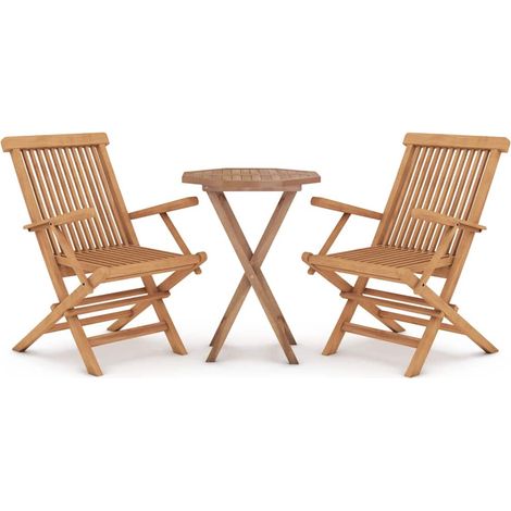 Set da Pranzo per Giardino 3 pz  Salotto da Giardino in Legno Massello di Teak (1/5)