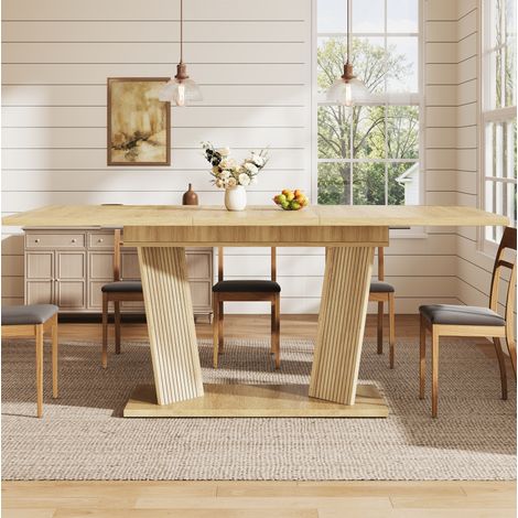 Tavolo da pranzo allungabile 120-160x80 cm effetto legno con piedini regolabili OKWISH (1/5)
