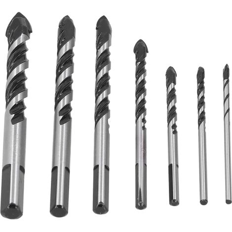 Forets carbure cimenté à une ou double nervure pour perçage trous tuiles verre plastique bois 7 pièces coffret boîte (1/5)