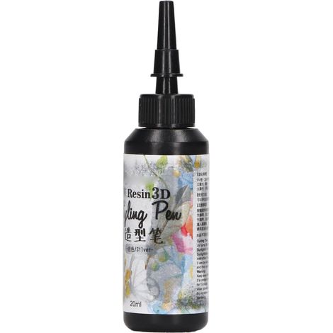 Stylo de modelage en résine UV 20 ml - Stylo de contourage 3D en résine UV à séchage rapide - Forme unique pour le traçage DIY - Argent (1/5)