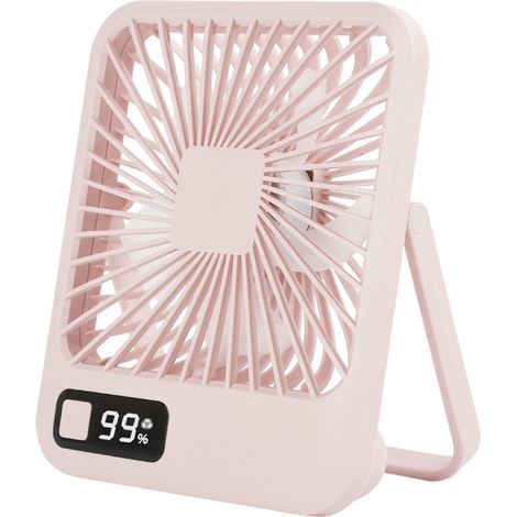Ventilateur de bureau fin et léger avec affichage numérique 5 réglages de vitesse posé ou suspendu batterie lithium 2000mAh (rose corail) (1/2)
