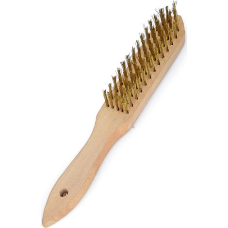 Spazzola a Mano in filo di Acciaio. Manico in Legno SMP-B 290mm 4x15 Rosver 12pz
