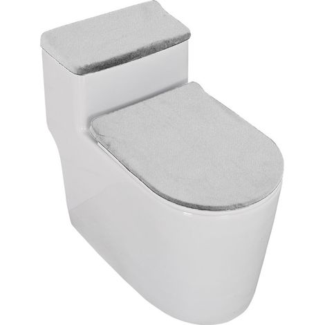 Housse Pour Couvercle De Chasse D Eau - Housse Pour Siège De WC En Velours Extensible - Adaptée Aux Formes O U Allongées - Lavable En Machine - Lot De 2 (1/5)