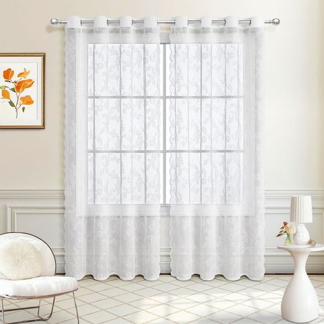 Rideau Semi-Transparent - 100 x 200 cm - Œillets Métalliques - Tissu Polyester - Pour Chambre À Coucher Et Salon - 1 Pièce (1/5)