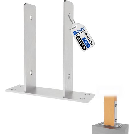 Lot de 12 Support de poteau en U galvanisé à chaud 141 x 141 x 200 mm – Platine bois pour clôture et poteaux – GeZu Impex (1/5)
