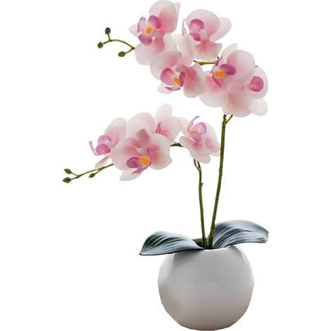 1 Orchidée artificielle, Fleurs en soie réalistes, Pot avec pierres, Décoration intérieur salon (1/5)