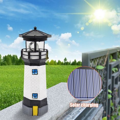 Phare rotatif à LED, lampe d'extérieur étanche, lampe solaire décorative pour jardin et cour. (1/5)