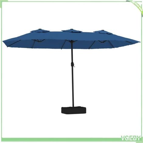 Parasol de jardin à double tête - FAFEICY - 362952 - Bleu azuré & gris foncé - 449 x 265 x 245 cm - Polyester anti‑UV (1/5)
