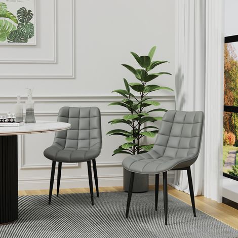 Nova Modern Faux Leather Dining Chair Padded Seat Metal Legs Kitchen 4 PCS GREY (1/5)