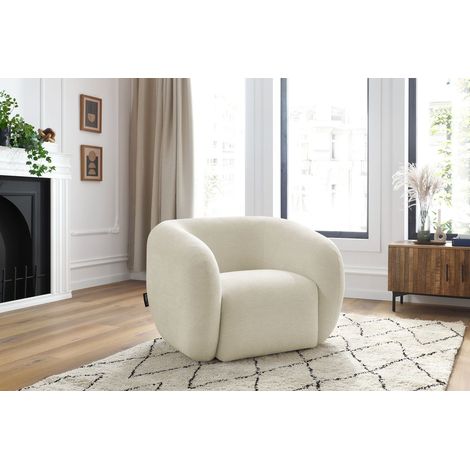 Bobochic – Fauteuil CÉLINE tissu lisse beige – Dimensions 103x87x70 cm – Assise profonde 53 cm – Structure bois certifié FSC (1/5)