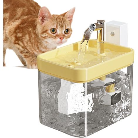 Fontaine pour chat, distributeur d'eau de 1,5 litre, fontaines automatiques pour animaux domestiques, fontaine à pompe silencieuse avec capacité de 1,5 litre pour permettre aux animaux domestiques de (1/5)