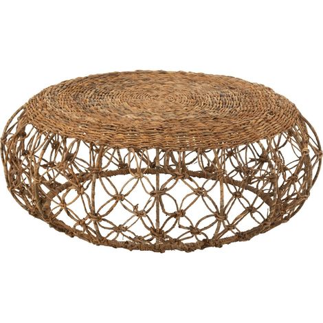 Table basse soucoupe en fer et feuille de bananier naturel - Naturel feuille de bananier tressé (1/5)