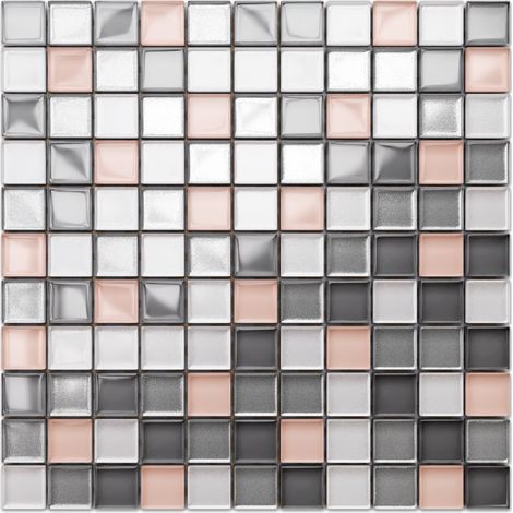 Ilcom mosaico in vetro su rete per bagno e cucina 30cm x 30cm  - Little flamingo (1/5)
