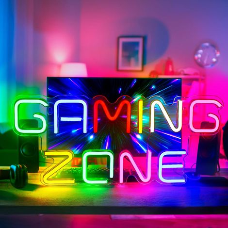 Neon-Leuchtschild „One Game“, cooles USB-betriebenes Neon-Leuchtschild, Wanddekoration für Spielzimmer, Schlafzimmer, Bar, Party, Jungenzimmer, Geschenk für Gamer (1/5)