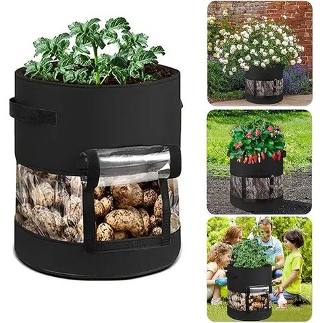 Sac de Jardinage 10 Gallons – pour Planter Pommes de Terre, Tomates, Fraises – Pot de Culture Durable 35D x 45H (1/5)