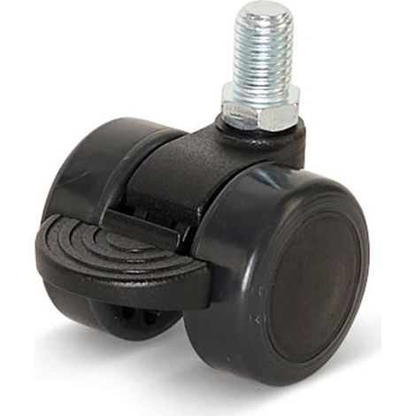 Roulette de meuble freinée - MESO - PU - 36 mm - Tige filetée 10 x 15 mm