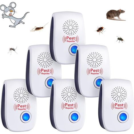 Lot de 6 répulsifs à ultrasons pour insectes, répulsifs à ultrasons pour souris, répulsifs à ultrasons pour moustiques d'intérieur (1/5)
