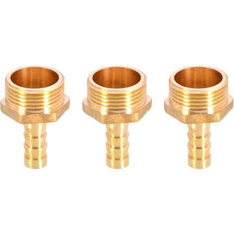 3 raccords en laiton pour tuyau barbelé, 10 mm à 3/4 pouce mâle BSP fileté raccord de tuyau adaptateur de tuyau