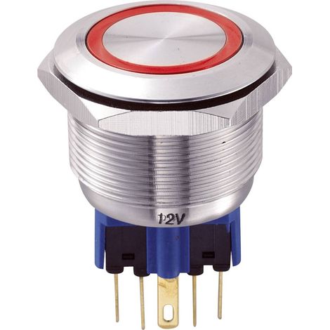 TRU COMPONENTS 701803 GQ25-11E/R/12V Pulsante antivandalo 250 V/AC 5 A 1 x On / (On) Momentaneo Rosso IP65 1 pz. (1/2)