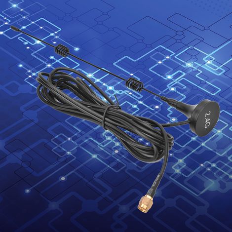 2 antennes à ventouse en acier au carbone de haute qualité avec base magnétique, 3 mètres, 2,4 GHz, 700-2700 MHz (1/5)