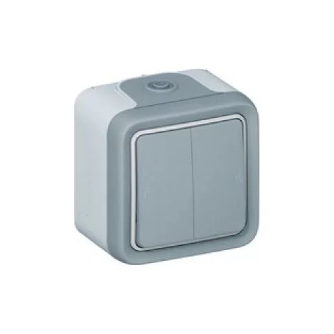 Legrand 069715 - Double two-way switch Prog Plexo Complete surface-mounted Gray - 10 AX