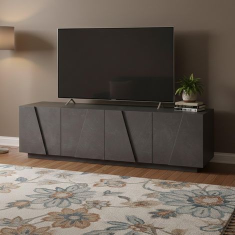 Meuble TV Raul, Buffet bas de salon, Base pour meuble TV, 162x44h46 cm, Gris Ardoise (1/5)