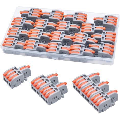 18 Pieces Electrical Connectors with Lever, 1 Input 3 Output, Small Compact Wire Connector With Lever, Freely Combined (1/5)