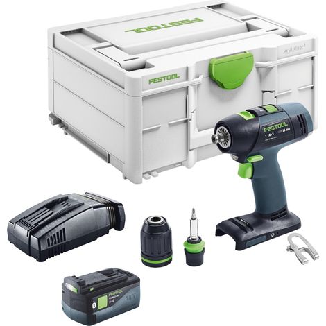 Taladro atornillador a batería Festool T 18+3 Basic 18 V 50 Nm sin escobillas + 1 batería de 5,0 Ah + cargador rápido + Systainer (1/5)