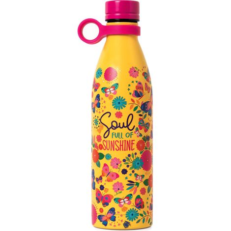 Legami - Hot&Cold, Bottiglia Termica 800 ml, Ø 8 cm, Leggera e Resistente, Chiusura Ermetica, Manico in Silicone Removibile, Tema Butterfly, Soul full of Sunshine, Senza BPA e Ftalati