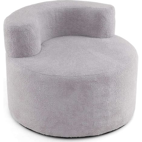 Mondförmiger Sitzsack mit weichem Teddyfleece, Grau