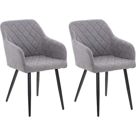 2er Set Esszimmerstuhl Shila grau Stoff