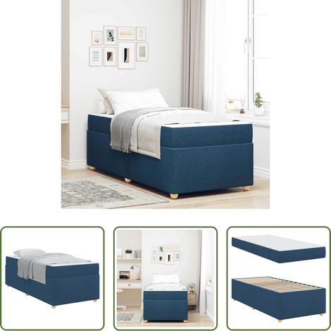 Matelas moyen ferme - Cadre de lit avec matelas Bleu 80 x 200 cm tissu (1/5)