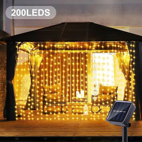 Guirlande lumineuse solaire (200 LED, lumière chaude) - 1 guirlande lumineuse d'extérieur féérique à énergie solaire, compatible avec la décoration de la maison, du jardin et de la terrasse. (1/5)