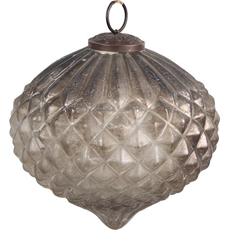 Boule de Noël en Verre Marron Argenté Décoration pour Sapin 20 x 18 cm - PANGIVO