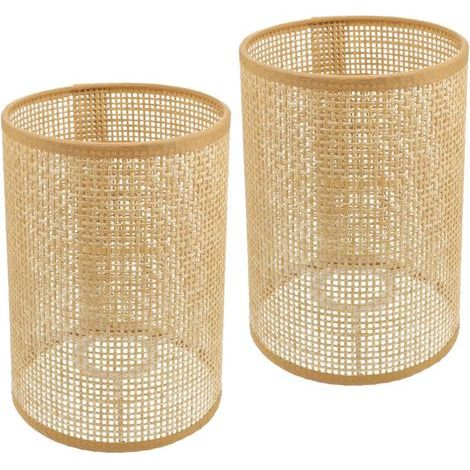 Set of 2 Rattan Lampshades 20.5x14cm for Floor and Pendant Lamps, Rustic Style, Living Room (1/5)