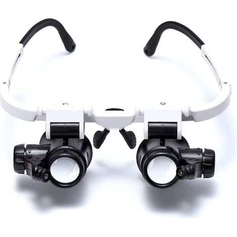 Lunettes loupe à fixation sur la tête, bandeau loupe avec lumière LED, loupe de bijoutier avec 3 lentilles interchangeables 8X 15X 23X, pour bijoux, lunettes, montre, outil de réparation électronique (1/5)
