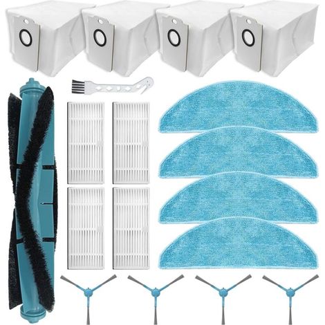Accessoires compatibles avec Cecotec Conga 7490 Immortal, 8290 Immortal Ultra Power Home Genesis X-Treme, 1 brosse principale, 4 brosses latérales, 4 filtres, 4 chiffons, 4 sacs à poussière (1/4)