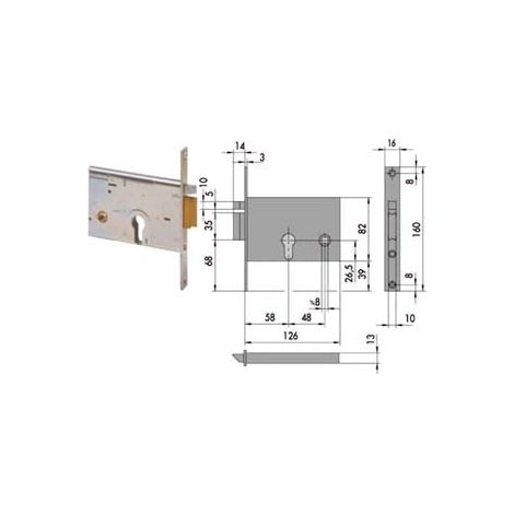 ELETTROSERRATURA DA INFILARE PER FASCE MM.82 H 14010  mm.60 SX (14010602)    CISA