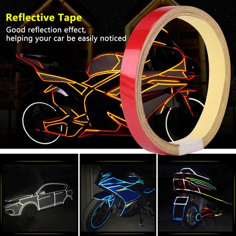 Bande adhésive réfléchissante de sécurité en PVC 1 cm x 5 m pour carrosserie voiture moto véhicule rouge 1 pièce (1/5)