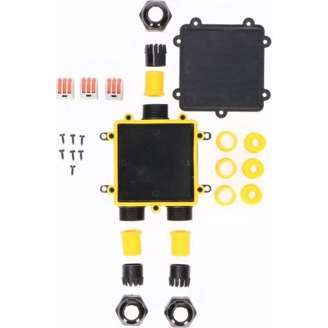 Boîte Dérivation Étanche IP68 3 Entrées Bornes Automatiques Sans Outil Câbles 0,5-4 mm² Installation Rapide