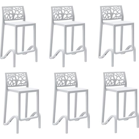 Sgabello bar alto H. seduta 65 cm con schienale TETI Bianco set 6 pezzi (1/2)