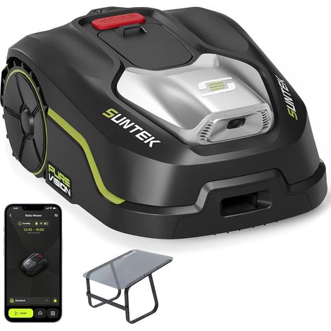 SUNTEK SRM2050 Mähroboter ohne Begrenzungskabel, KI Pure Vision Rasenmäher Roboter für 500 m² mit automatischer Kartierung,APP-Steuerung mit Garage