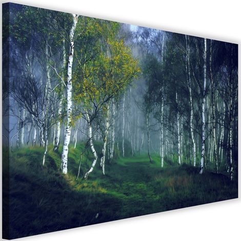 Tableau sur toile Forêt de bouleaux dans le brouillard Paysage 90x60 (1/5)