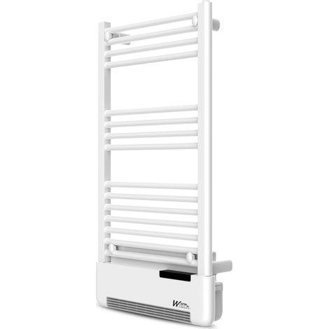 Warm Tech – Radiateur sèche serviettes fluide 500W + soufflerie 1000W – Thermostat 5-35° – Timer 0-9H – Détection fenêtre ouverte (1/5)