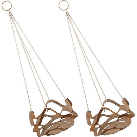 UKCOCO Lot de 2 supports à plantes suspendus en PU doré style bohème, pour petits pots fleurs (1/5)