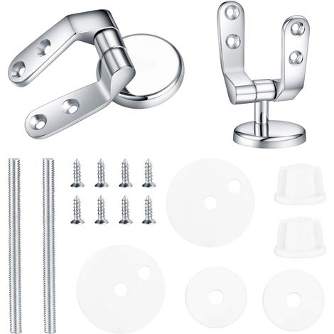 Toilet Seat Hinge, Toilet Seat Replacement Fixing Kit, Toilet Hinge Fixings, for Wood Resin Toilet Seats - 2 Pcs