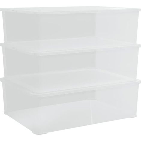 Ensemble de trois boîtes de rangement empilables en plastique de 25 litres (1/5)